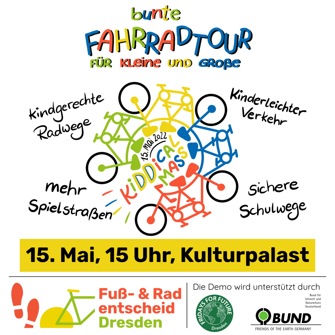Kidical Mass Dresden am 15. Mai 2022, Start Kulturpalast 15:00 Uhr